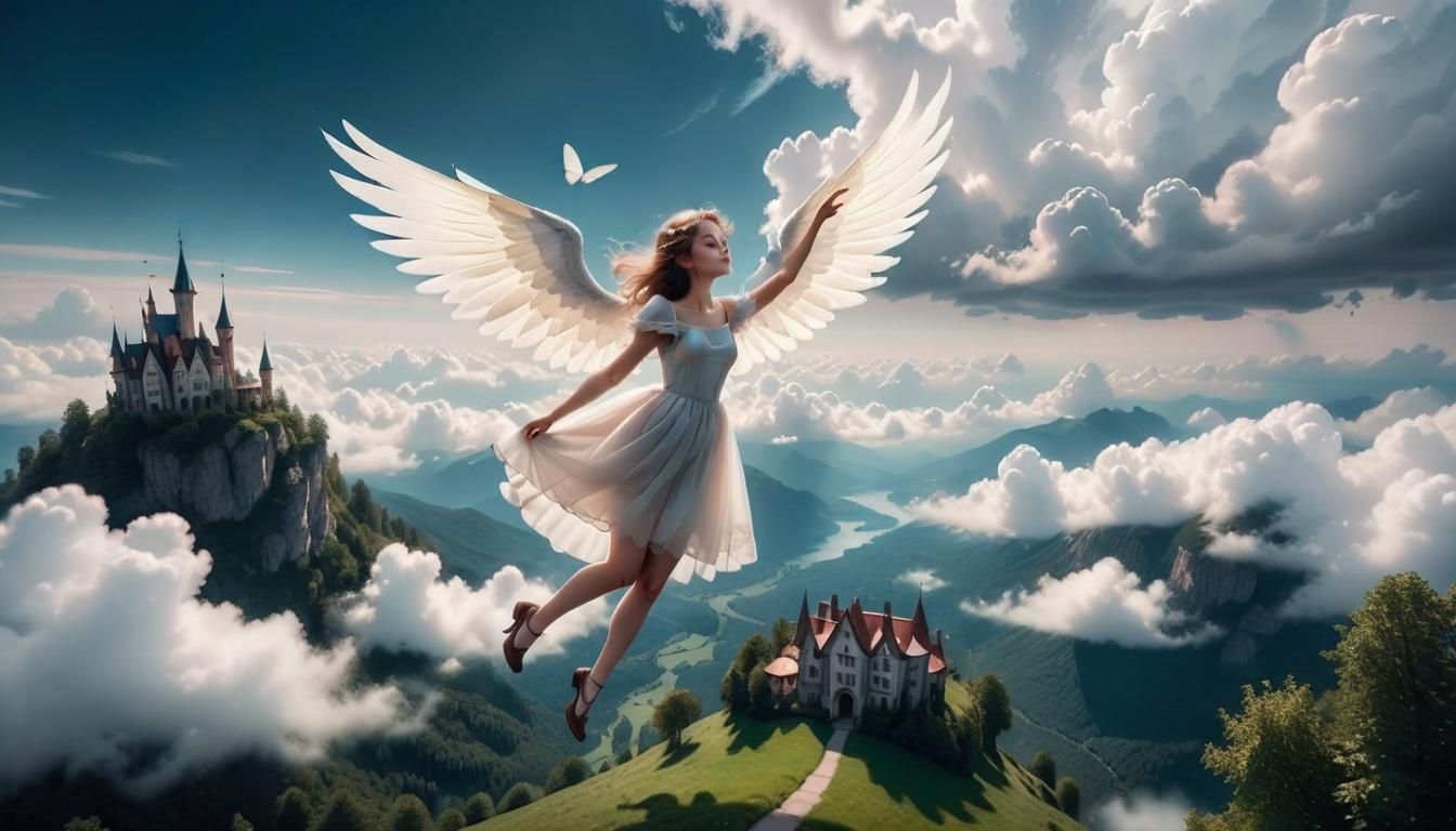 Surreal Flight to Fairytale Cloud Realms