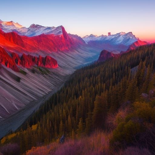 Mountain view durtin sunset