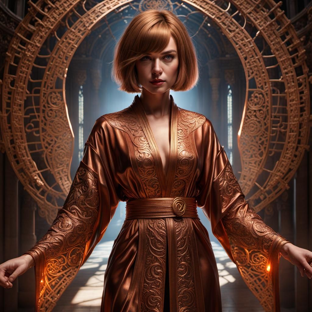 Copper Wire Woman in Dark Fantasy Style