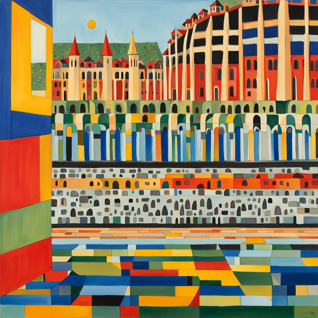 Abstract Gouache Painting in Split Complementary Colors