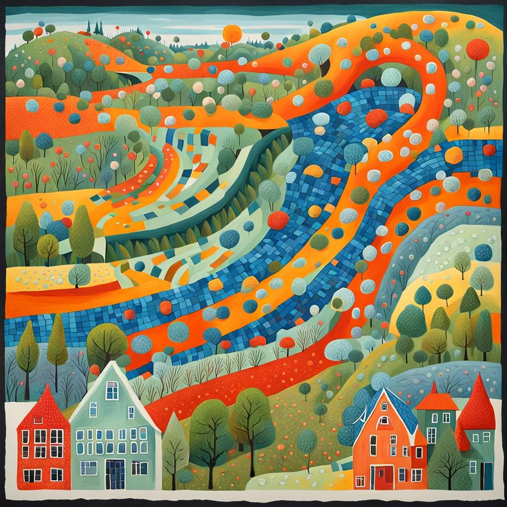 Surreal Gouache Painting with Complementary Colors