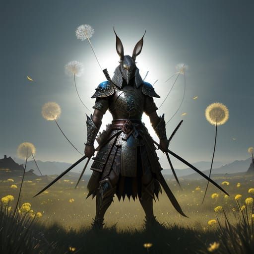 Majestic Rabbit Warrior in Samurai Armor