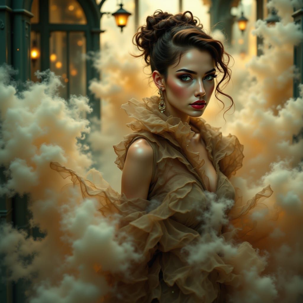 1950s Pinup Model in Haute Couture