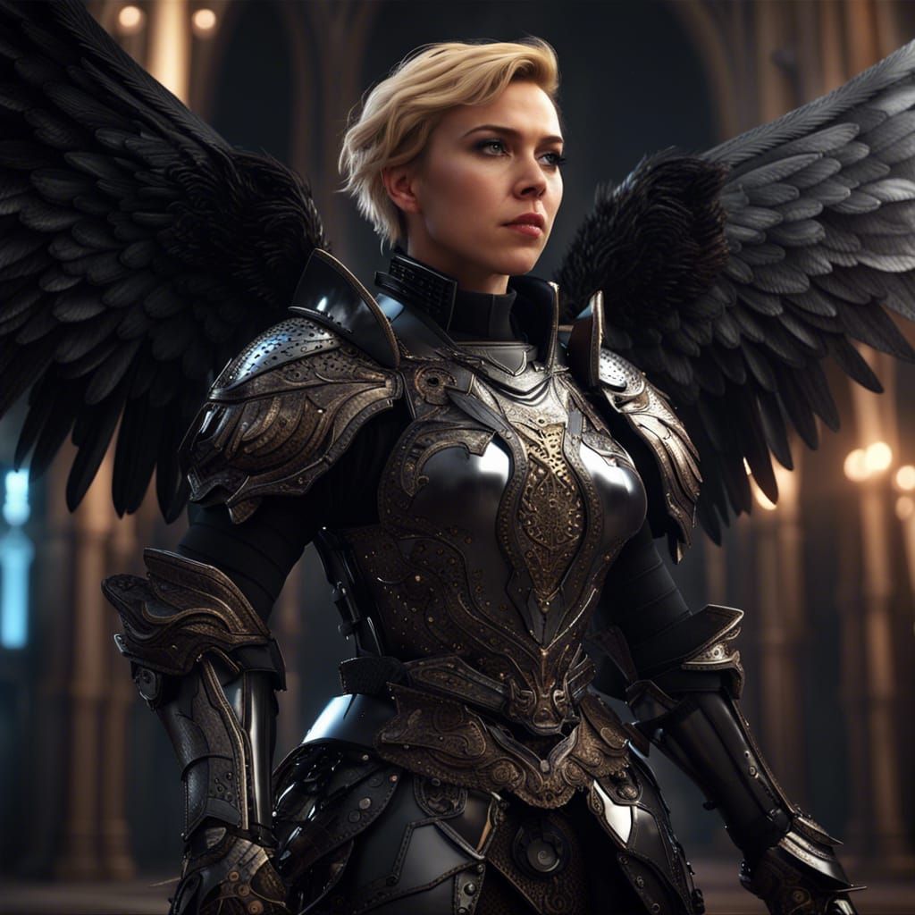 Scarlett Johansson as Kawaii Knight with Angel Wings