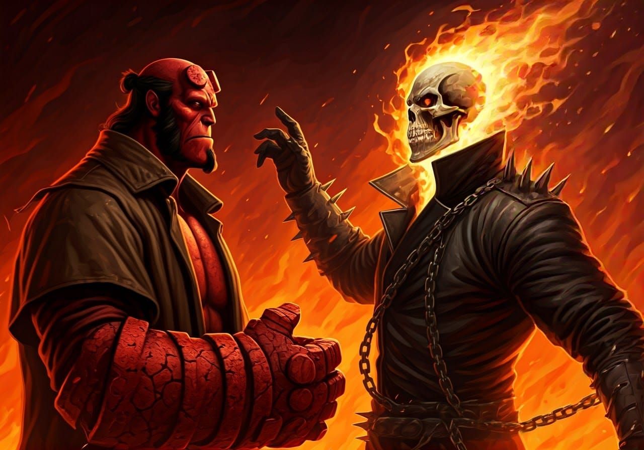 Hellboy vs Ghost Rider in Hellscape Battle