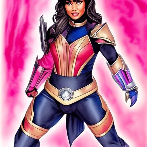 Watercolor Painting of the Pink Power Ranger