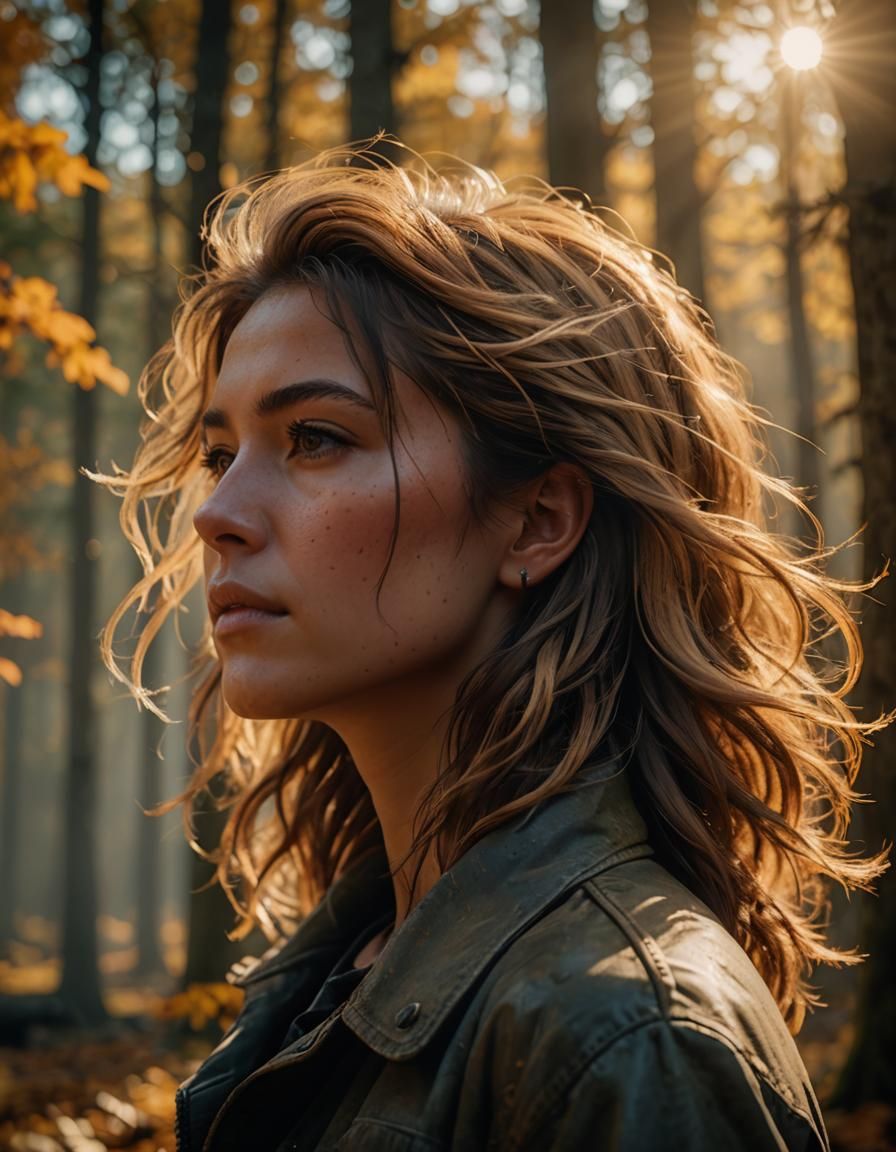Autumn Woman Portrait with Cinematic Lighting