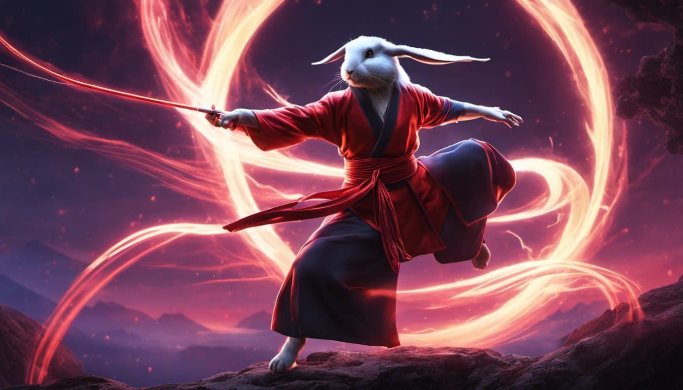 Rabbit Martial Artist Battles Ninja Warriors with Qi