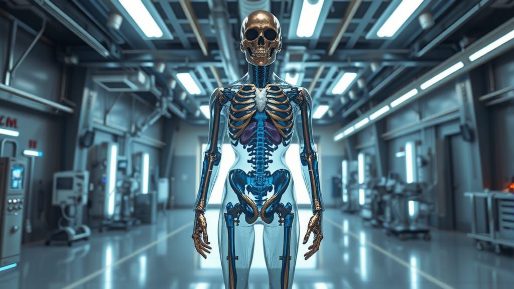 Sleek Humanoid Robot Exposed in Futuristic Laboratory