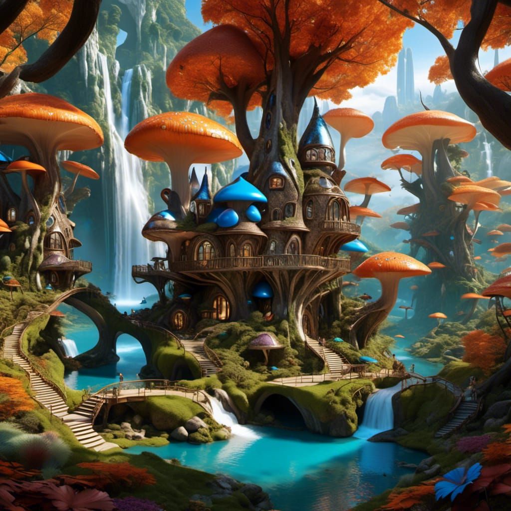 Smurfs in a Vibrant Forest Glade