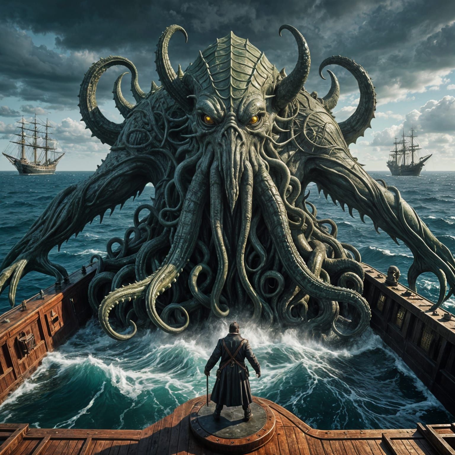 Cthulhu Rises: Hyperrealistic Ocean Scene