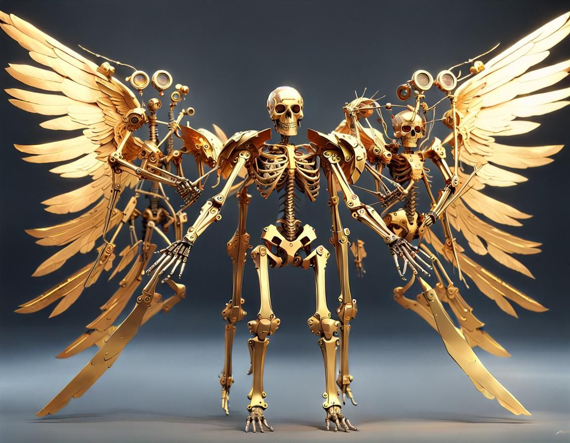 Steampunk Angel Ske;eton