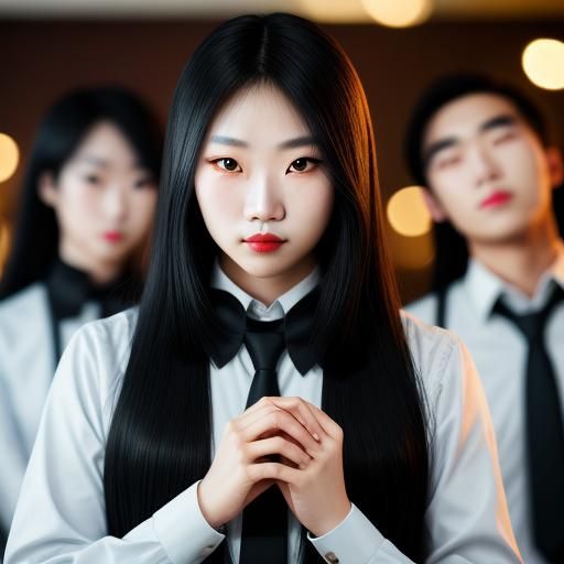 Vampires Surround Woman in Schoolroom Photo