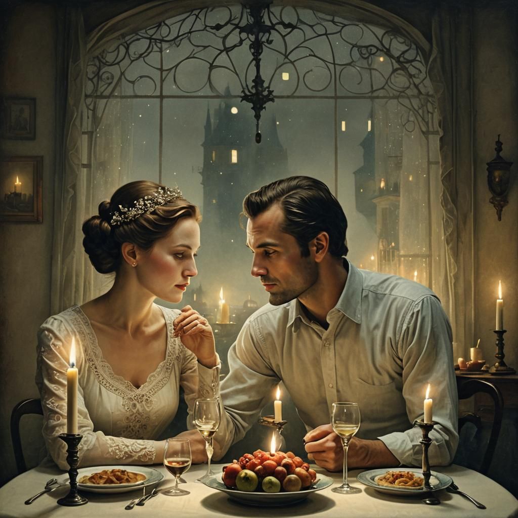 Romantic Dinner by Katrin Weltz-Stein: Backlit Couple