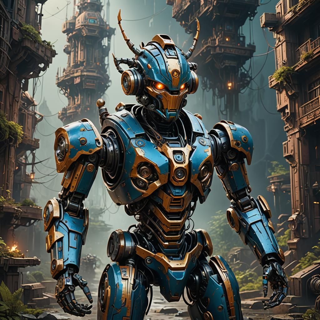 Detailed Robot Seren in Deep Color Matte Painting