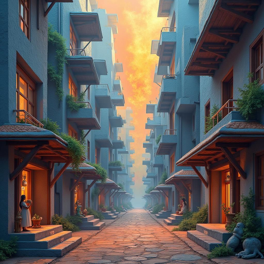 Gothic City Inspired by Lasar Segall, Digital Art