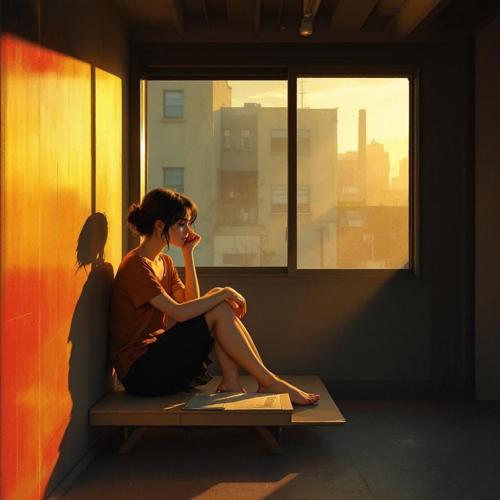 Contemplative Urban Scene in Digital Painting Style