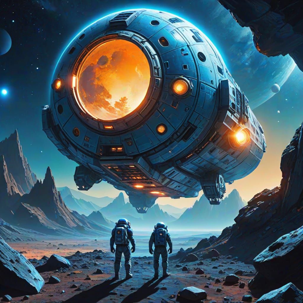 Galactic Guardian Emerges from Spaceship on Distant Moon wit...