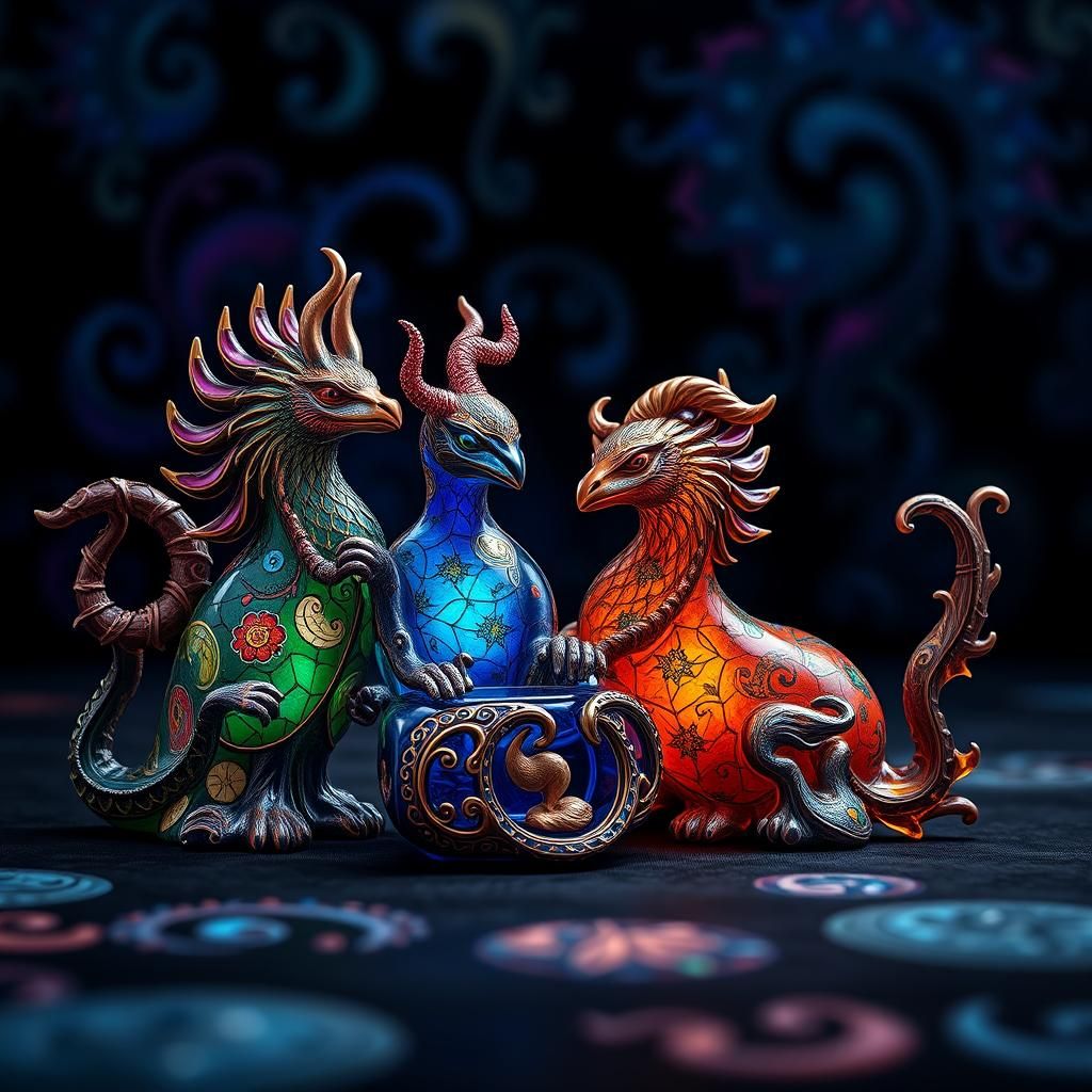 Enameled Glass Figurines: Matte Painting Style