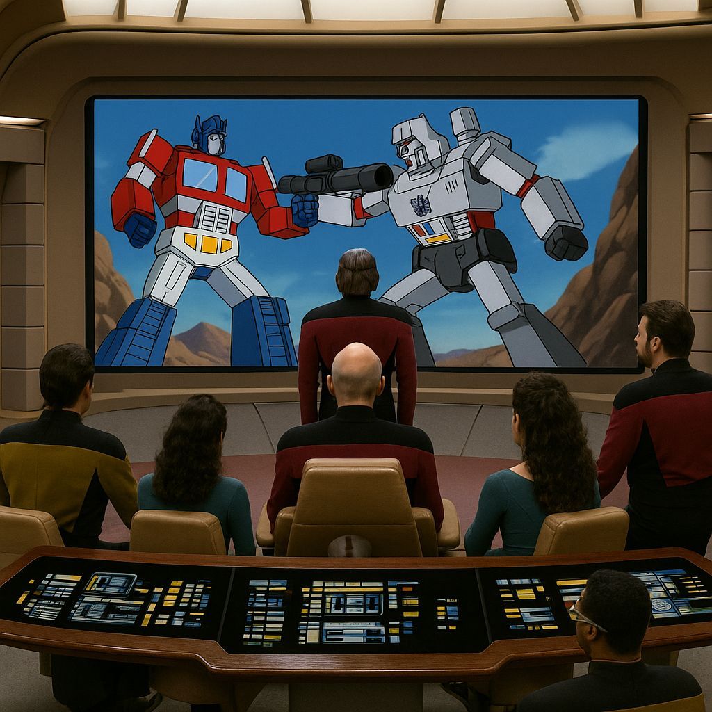 Star Trek Enterprise Crew Watches Transformers Battle
