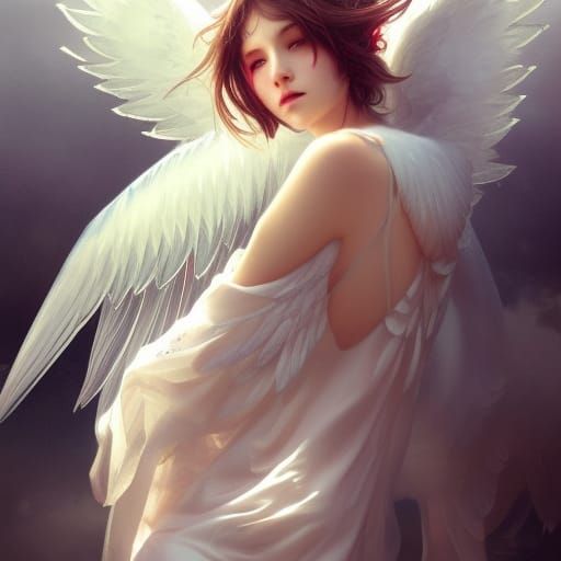 Fantasy Angel with Kawaii Clothes, Digital Art