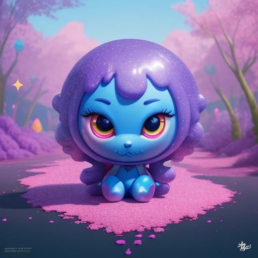 Cute Purple Alien Playing in Candyland: Candy Art