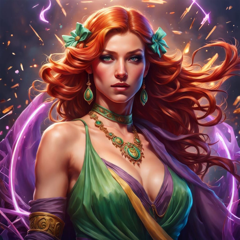 Sultry Redhead in Vibrant Style