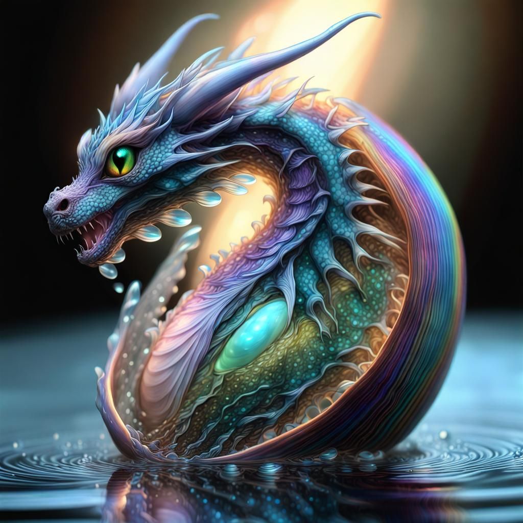 Bioluminescent Dragon Hatchling in a Grotto