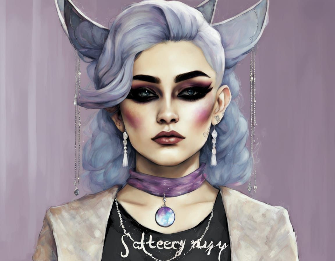 Queer Goth Doll Character Design in Digital Painting