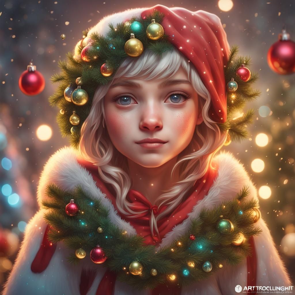 Festive Christmas Tree Portrait in Detailed Lighting