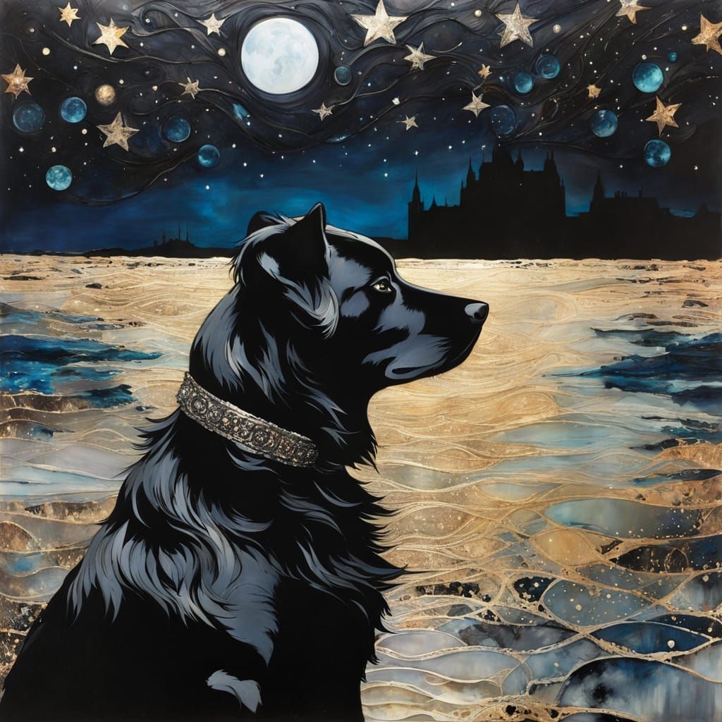 Starry night with dog