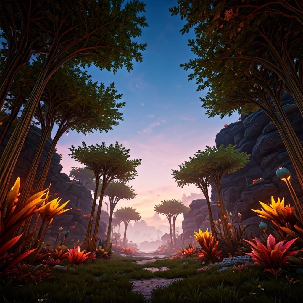 Dreamlike Fantasy Realm Visualized in Unreal Engine 5 Style