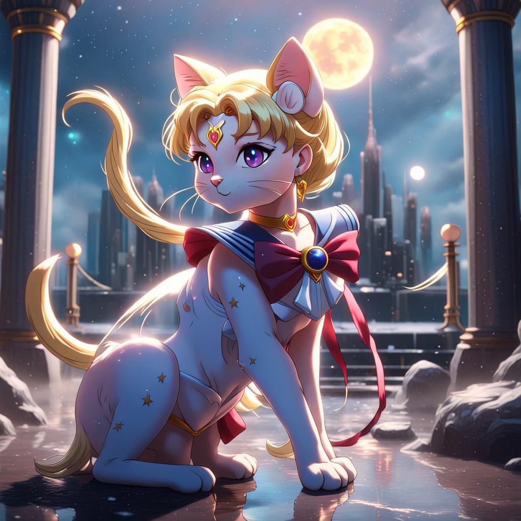 Sailor Moon Cat: Detailed Matte Painting