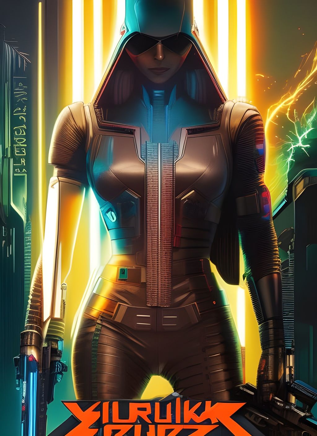 Cyberpunk Character Crayon Caricature