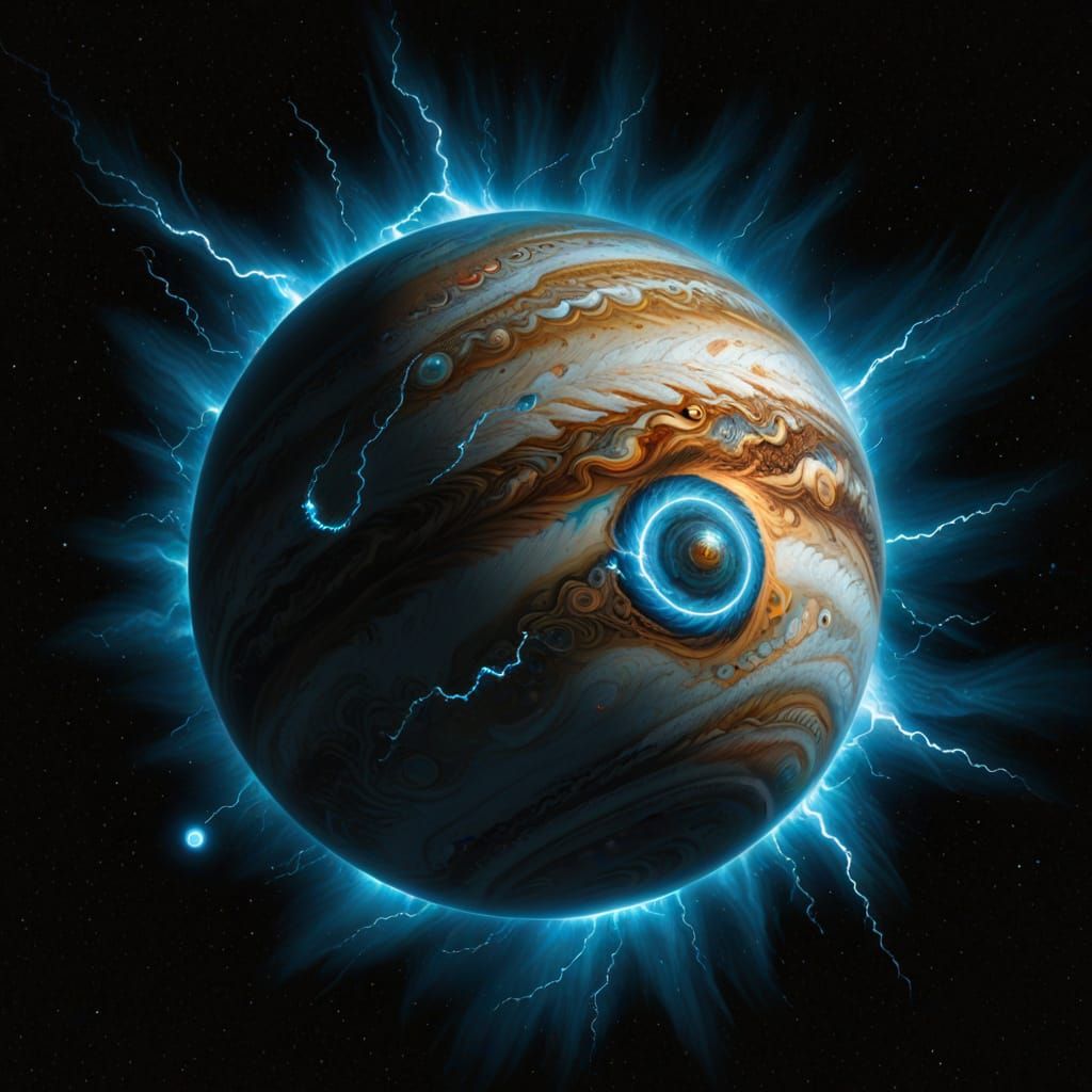 Electric Blue Storm on Gas Giant Jupiter