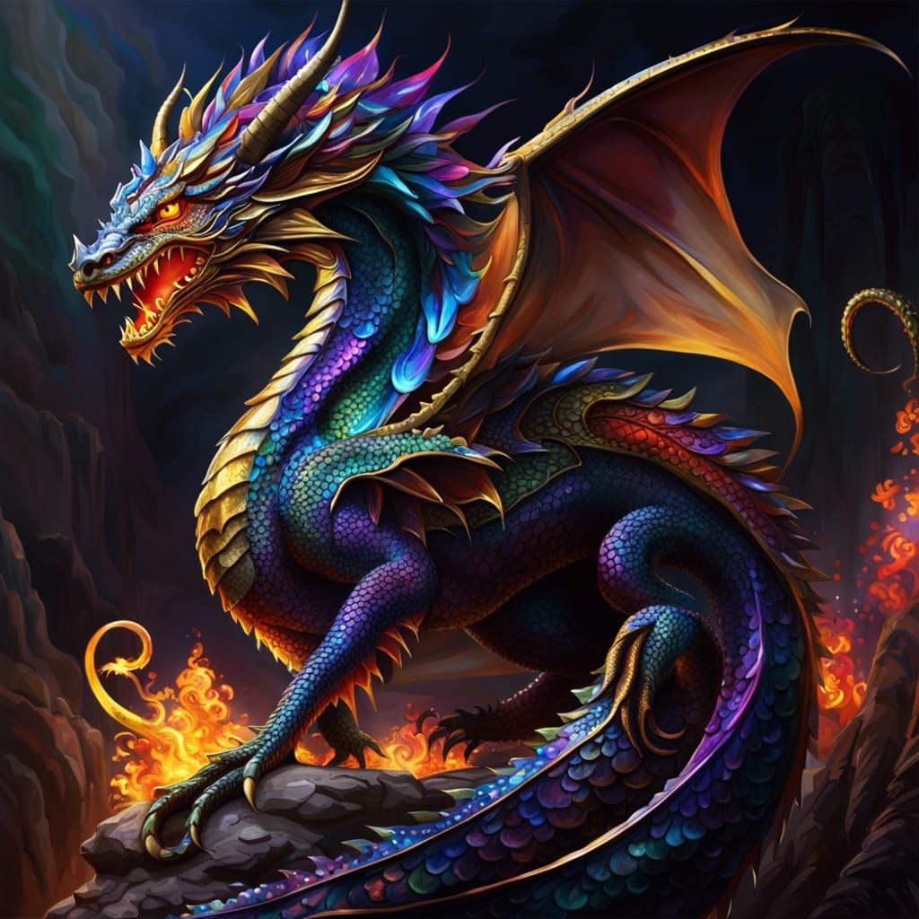 Hyperrealistic Dragon Hoarding Treasure in Dragoncore Style