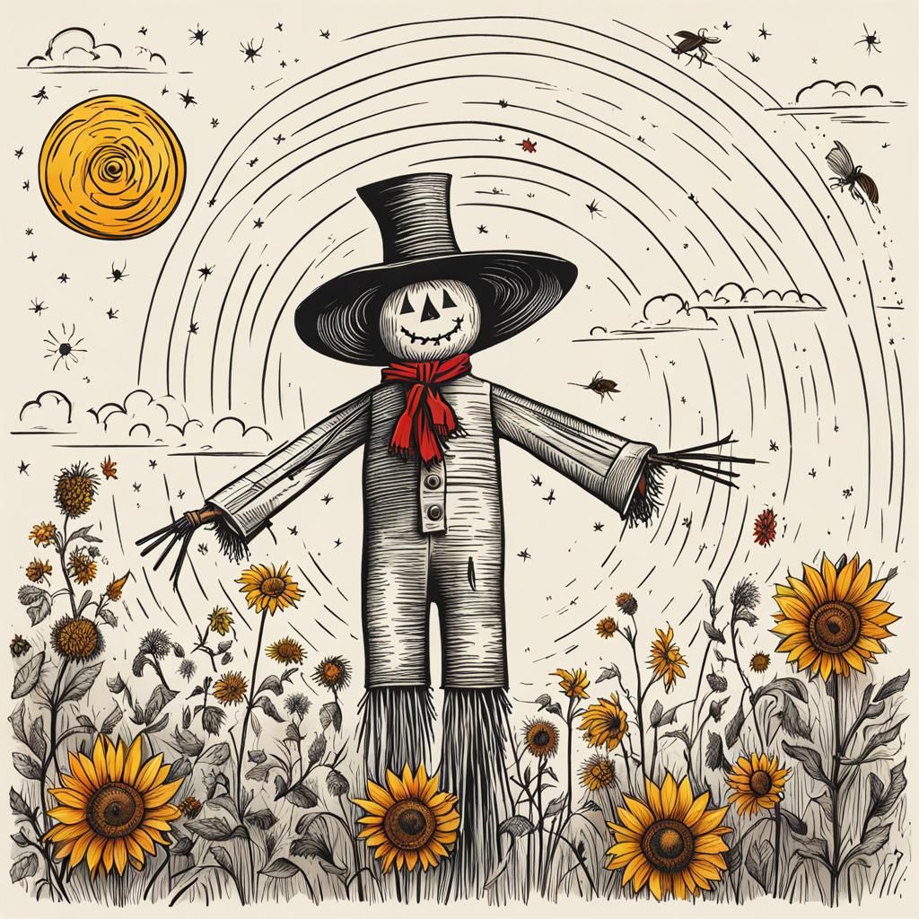 Magnetic Field Illustration with Scarecrow Doodle