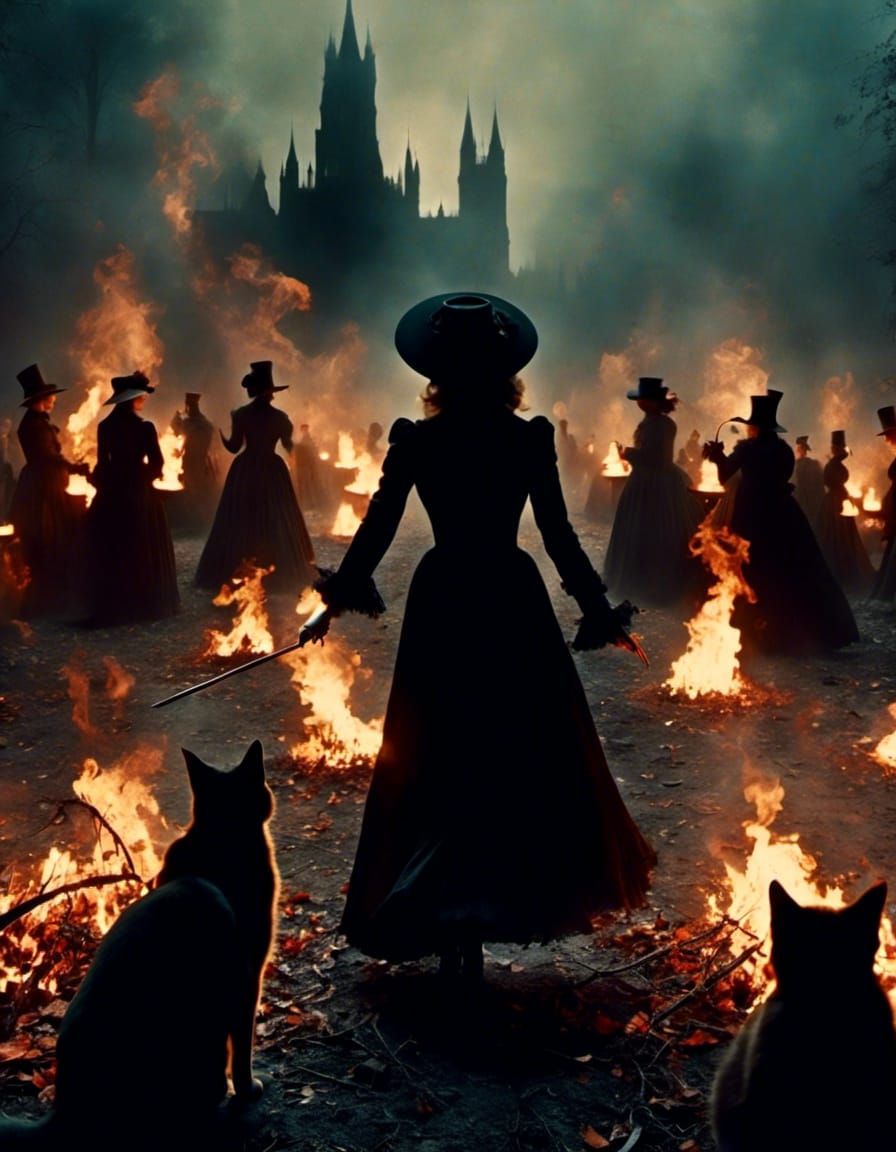 Witches' Dance in Misty Cemetery, Film Noir Style