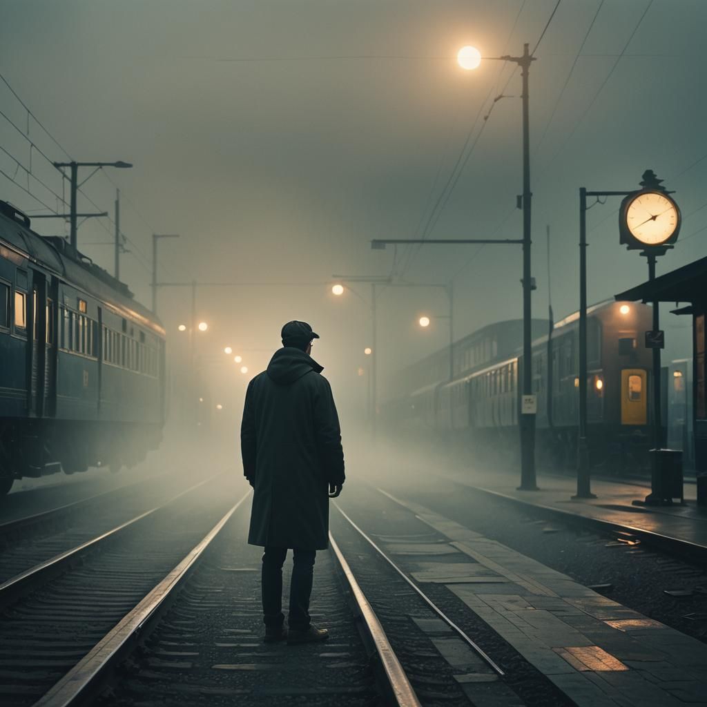 Emotional Train Departure in Cinematic Film Still