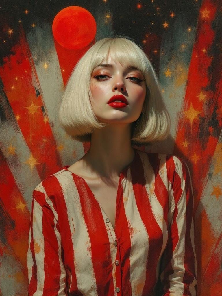 Striking Woman in Tonalist Art Nouveau Style