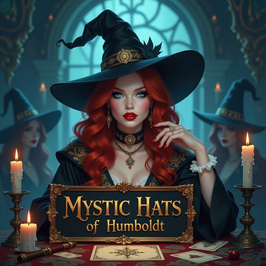 Redhead Albino Witch in Surreal Baroque Setting