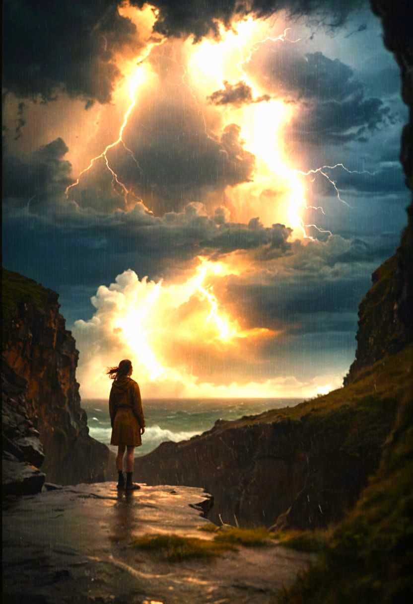 Girl Observes Approaching Storm