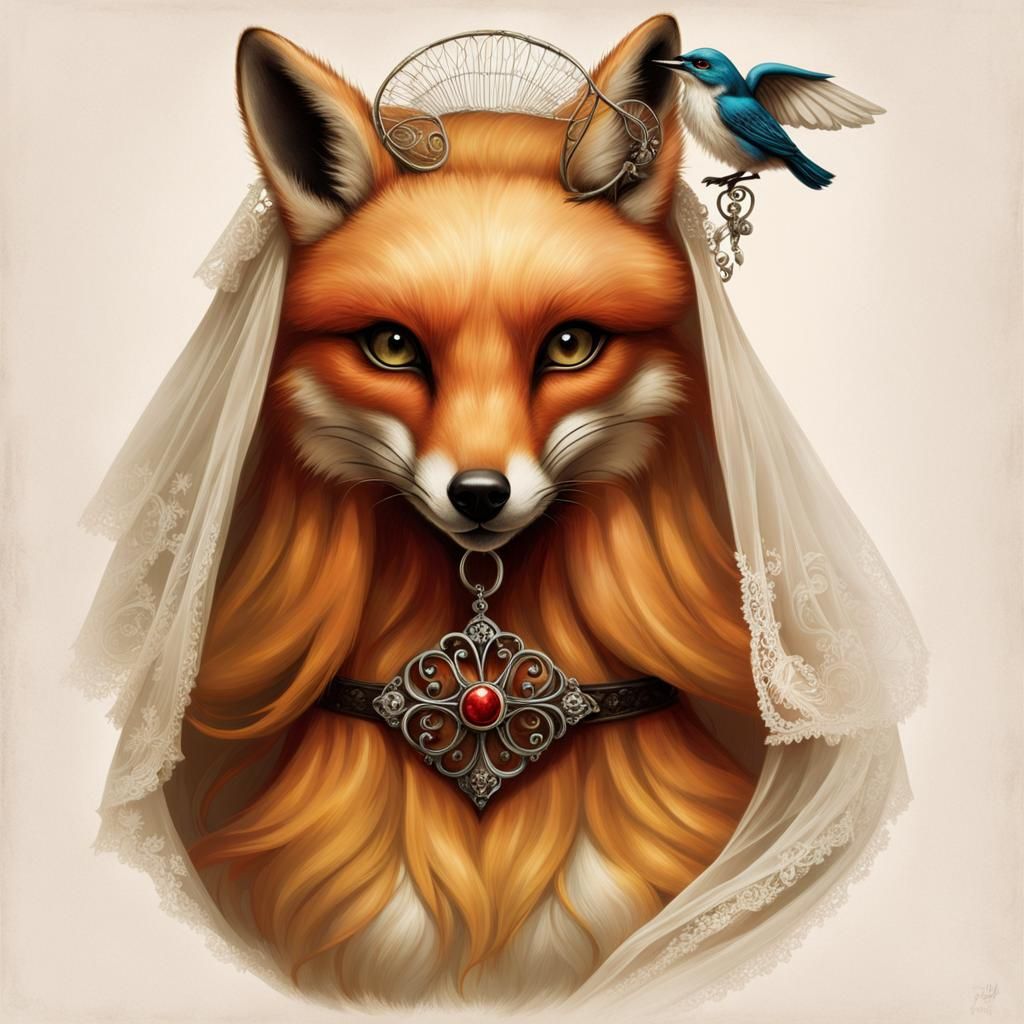 Sinister Fox Bride in Medieval Village