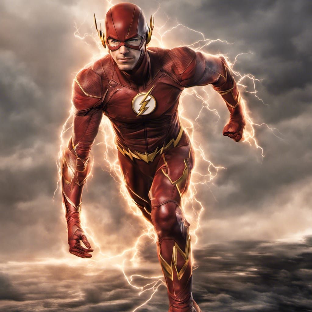 The flash full body portrait, 8k resolution concept art, hyperdetailed, HDR, perfect proportions, comic style