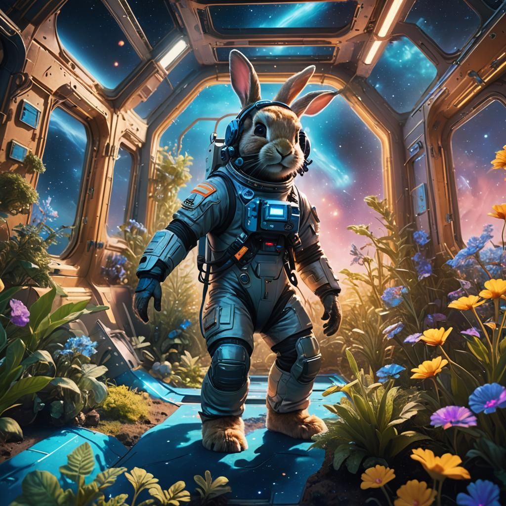 Bunny in Nebula Garden: Digital Matte Painting