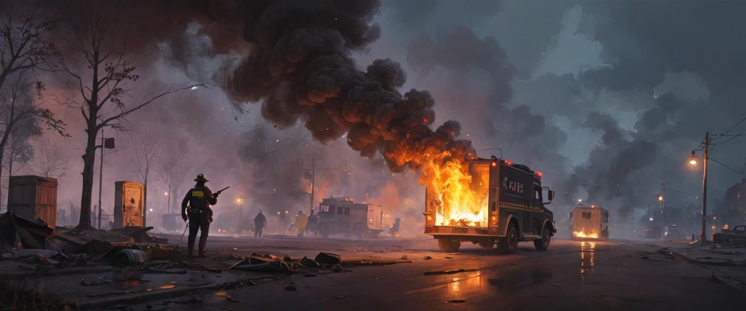 Noir Night: Burning Truck Crime Scene