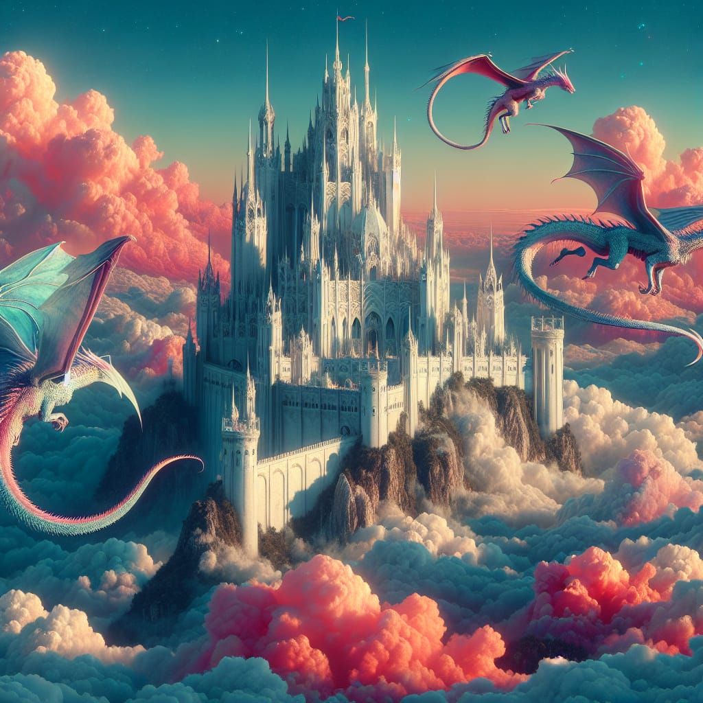 Castelo Branco: Dragons in a Pink and Blue Sky