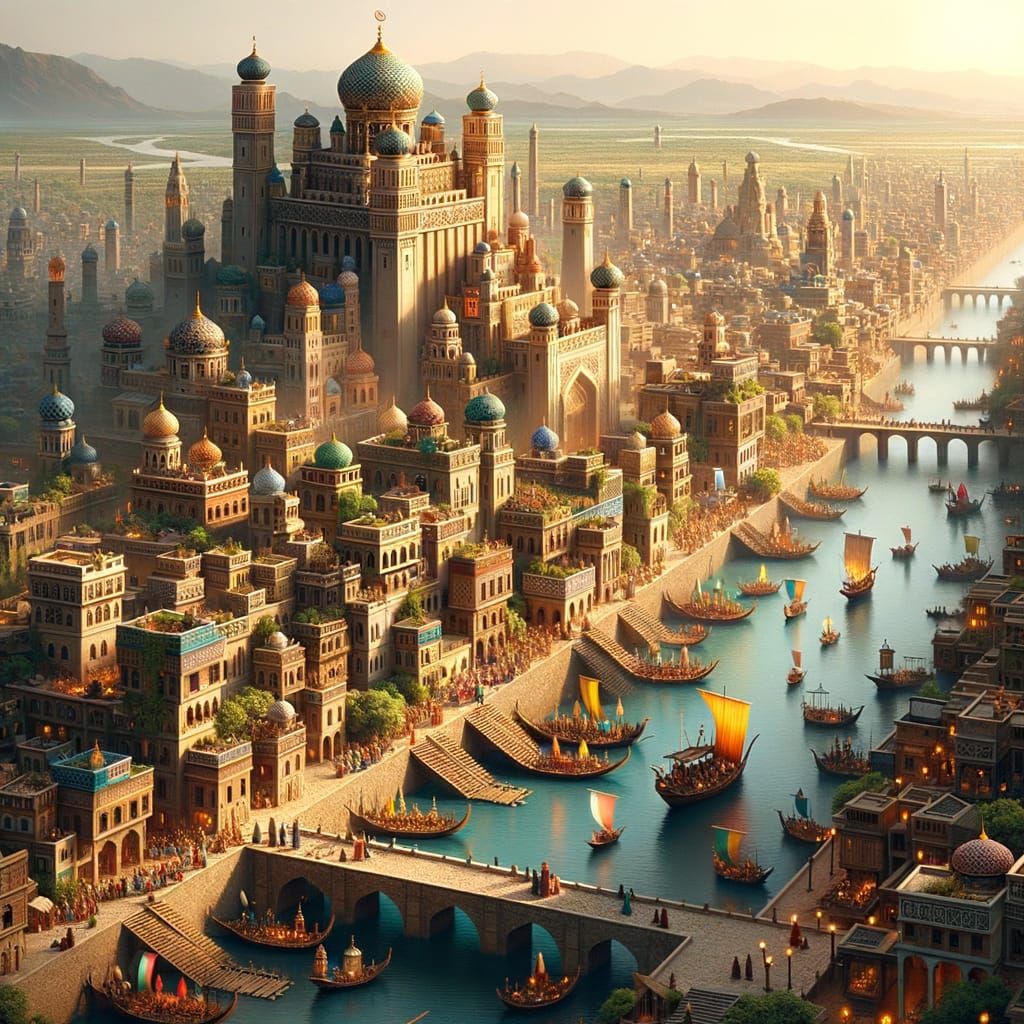 Isometric Map of a Bustling Medieval City