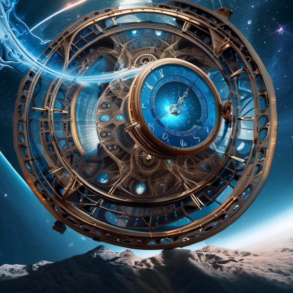 Futuristic Time Machine Soaring Through Warped Space