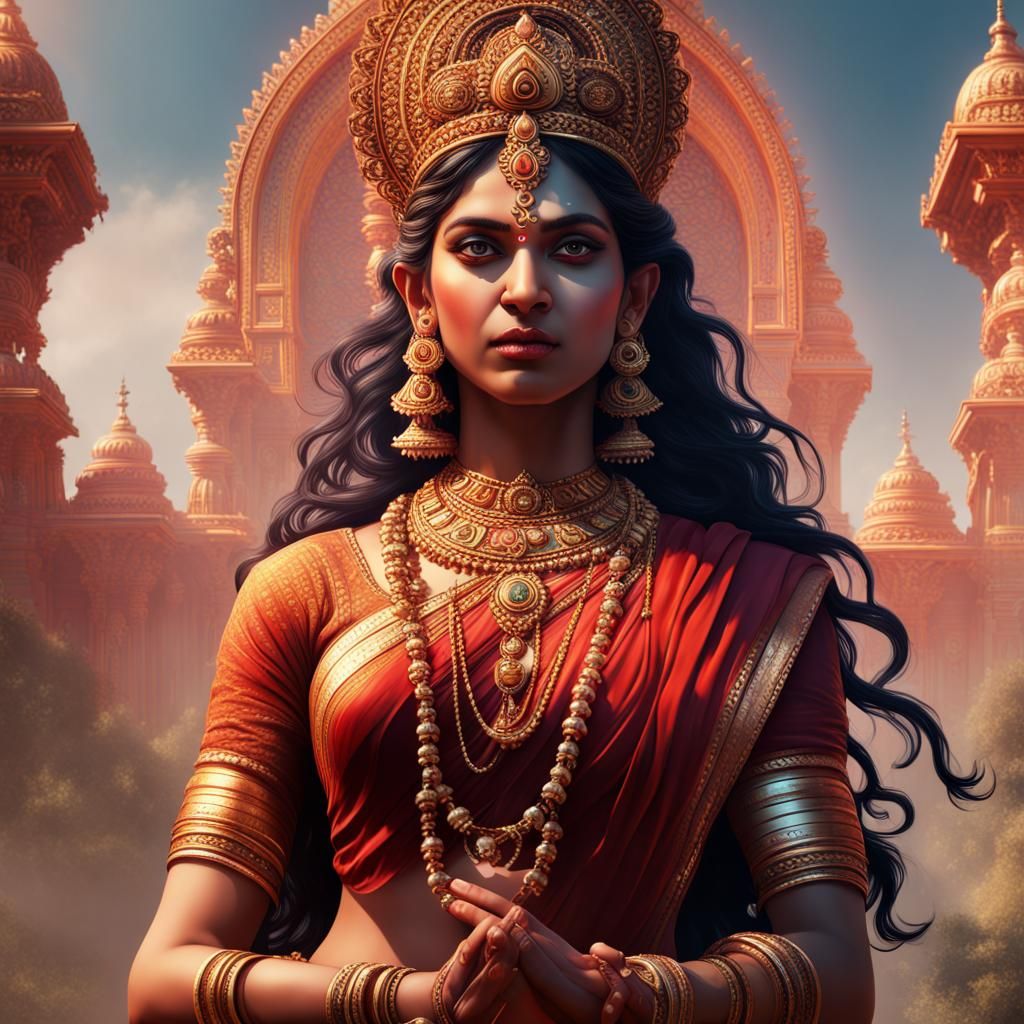 Gayatri Mata: Detailed Fantasy Concept Art